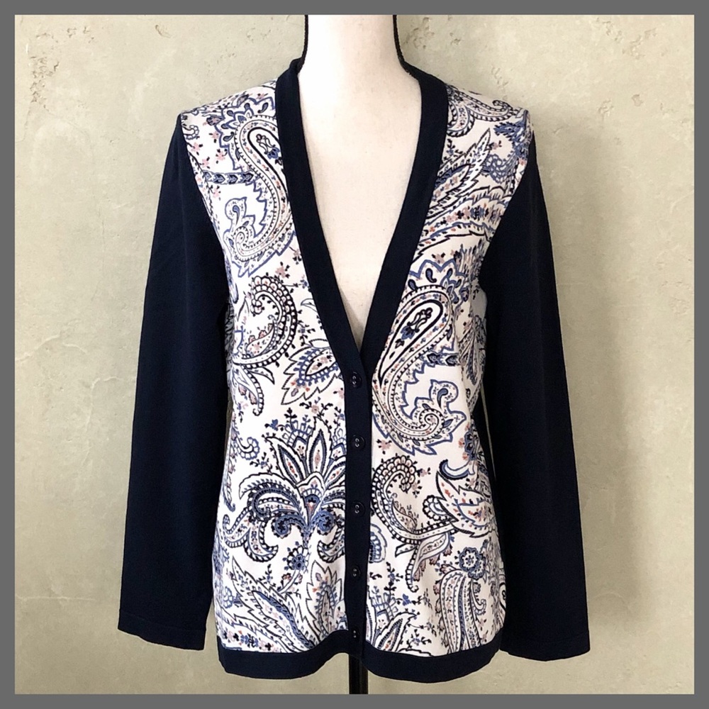 PENDLETON Paisley Silk Blend Cardigan Sweater